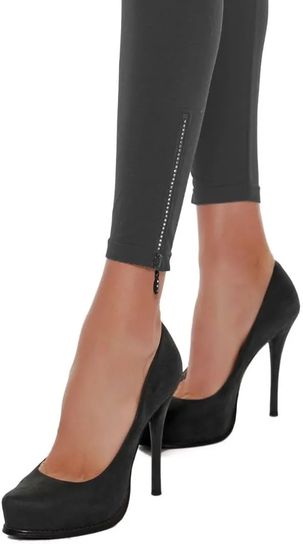 Black Leggings for Women with Rhinestone Zipper Seamless Fashion Legging