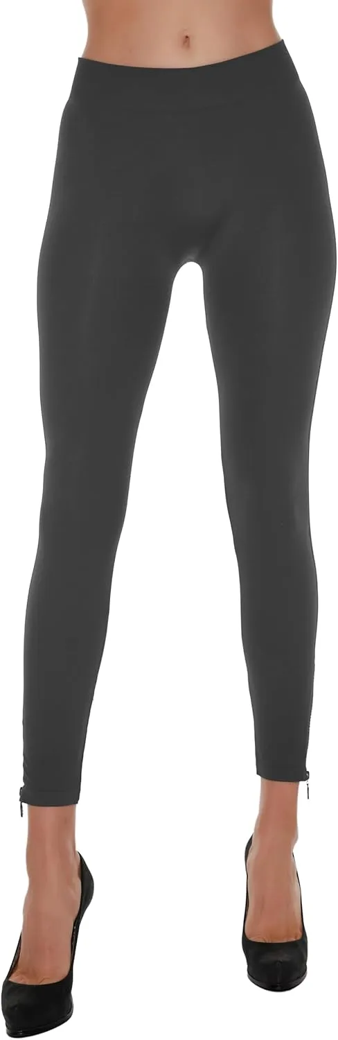 Black Leggings for Women with Rhinestone Zipper Seamless Fashion Legging