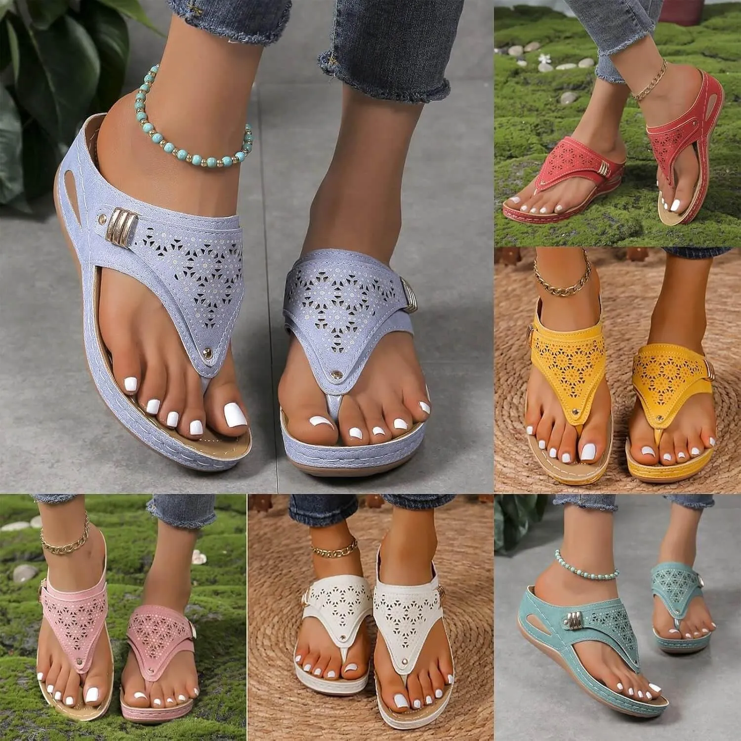 Bluepods Orthopedic Sandals for Women Wide Width Arch Support - Podiatrist-Recommended Walking Sandals with Adjustable Straps for Plantar Fasciitis & Bunions