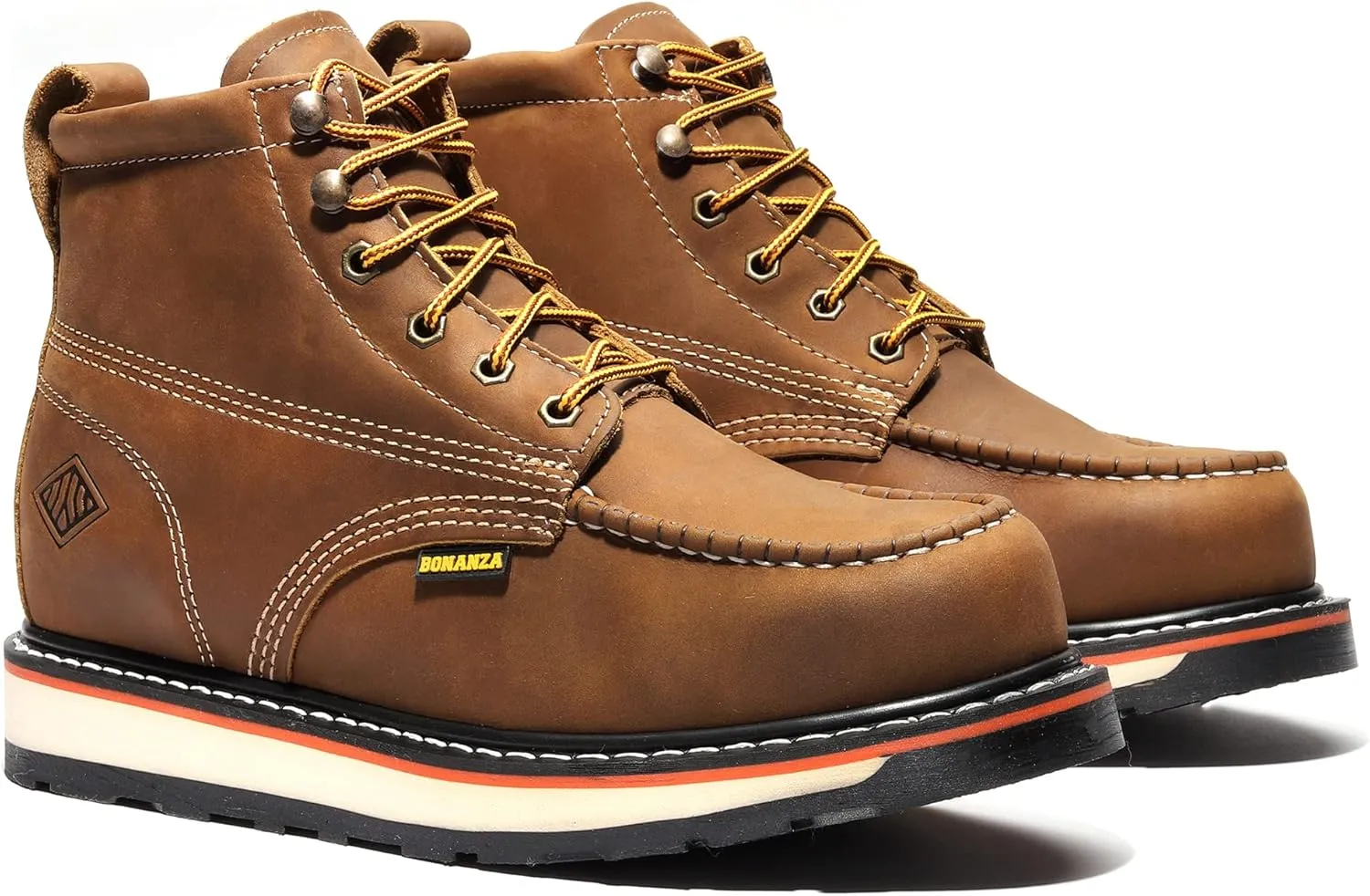 Bonanza Boots FRONTIER DUAL 6" Moc Toe Work Boot - Premium Leather, Comfort Insole & Tough Wedge Outsole