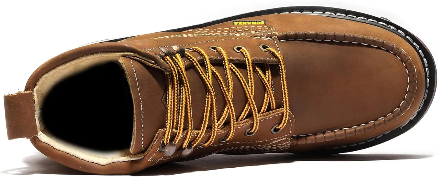 Bonanza Boots FRONTIER DUAL 6" Moc Toe Work Boot - Premium Leather, Comfort Insole & Tough Wedge Outsole