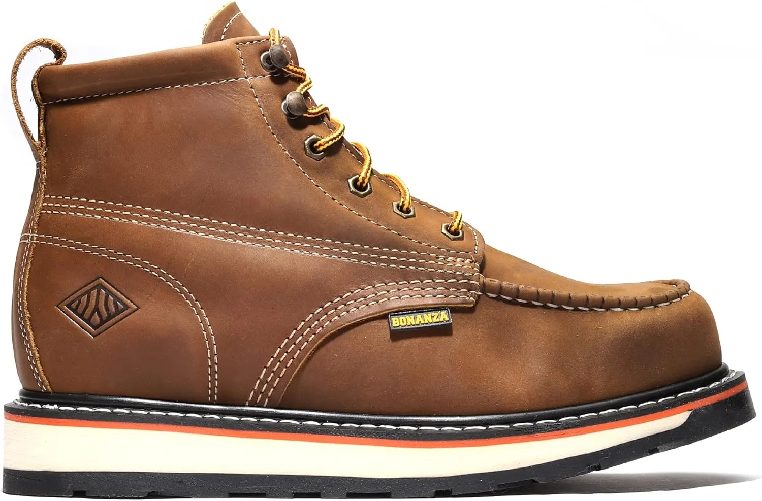 Bonanza Boots FRONTIER DUAL 6" Moc Toe Work Boot - Premium Leather, Comfort Insole & Tough Wedge Outsole
