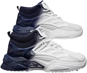 Breathable High Top Men's Lace-up Sneakers with Gradient Design
