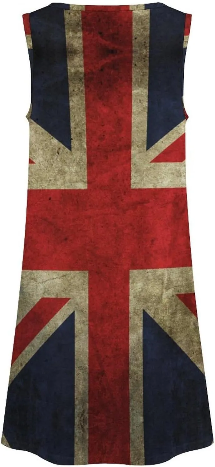 British Flag Women's Summer Dress Sleeveless Casual Loose Beach Vacation Tank Sundress