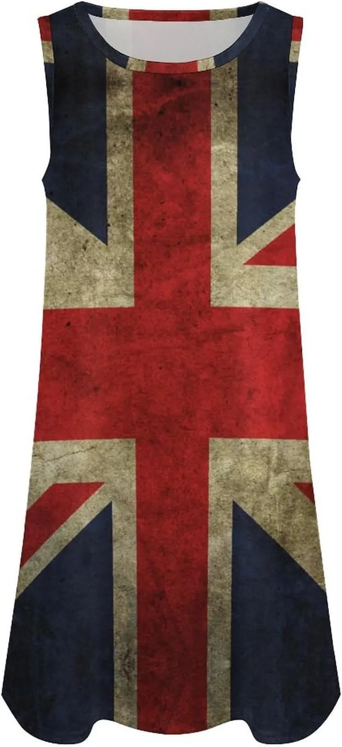 British Flag Women's Summer Dress Sleeveless Casual Loose Beach Vacation Tank Sundress