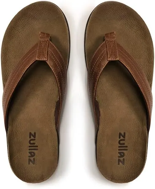 Byron Orthotic Flip Flops for Men, Stylish & Comfortable Orthopedic Sandals with Biomechanical Arch Support Genuine Leather Strap