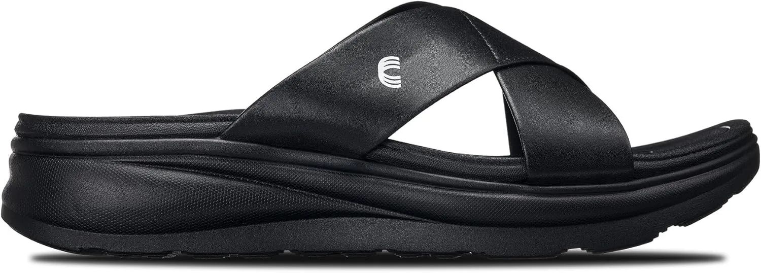 CALTO Men's Invisible Height Increasing Elevator Shoes - Black/Matte Black Ultra Light-Weight Slip-on Comfort Sandals - 2 Inches Taller - X1652 - Size 9 D(M) US