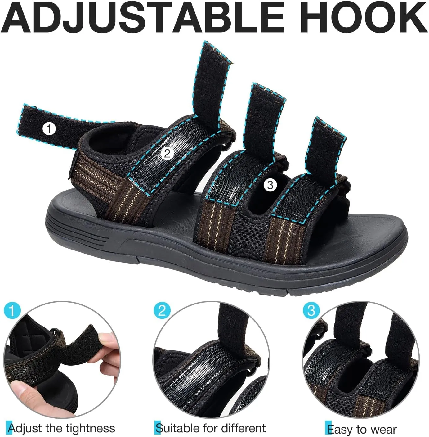CAMEL CROWN Men's Athletic Sandals Breathable Mesh Hiking Sandals Open Toe Sandals for Men Summer Casual Sport