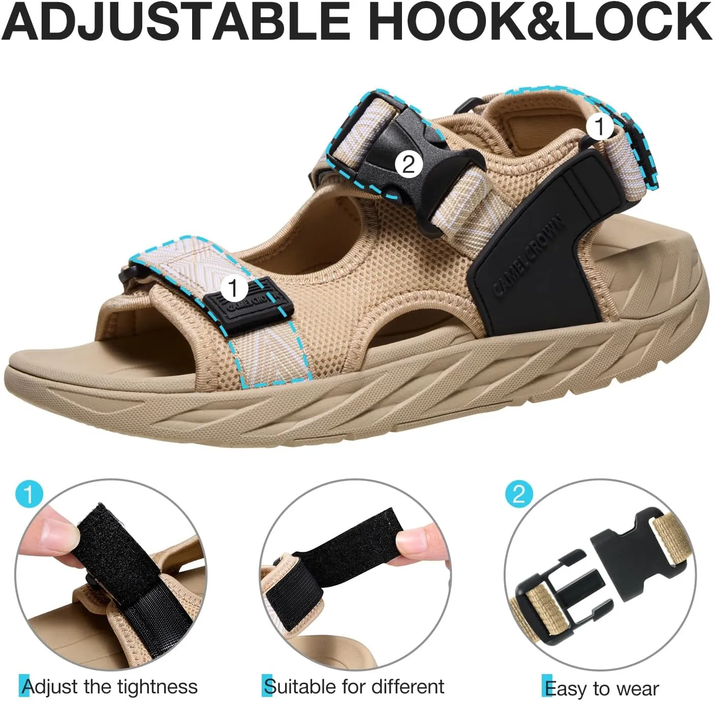 CAMEL CROWN Women's Hiking Sandals with Arch Support Walking Sandals for Women Outdoor Athletic Sandals with AdAdjustable Strap