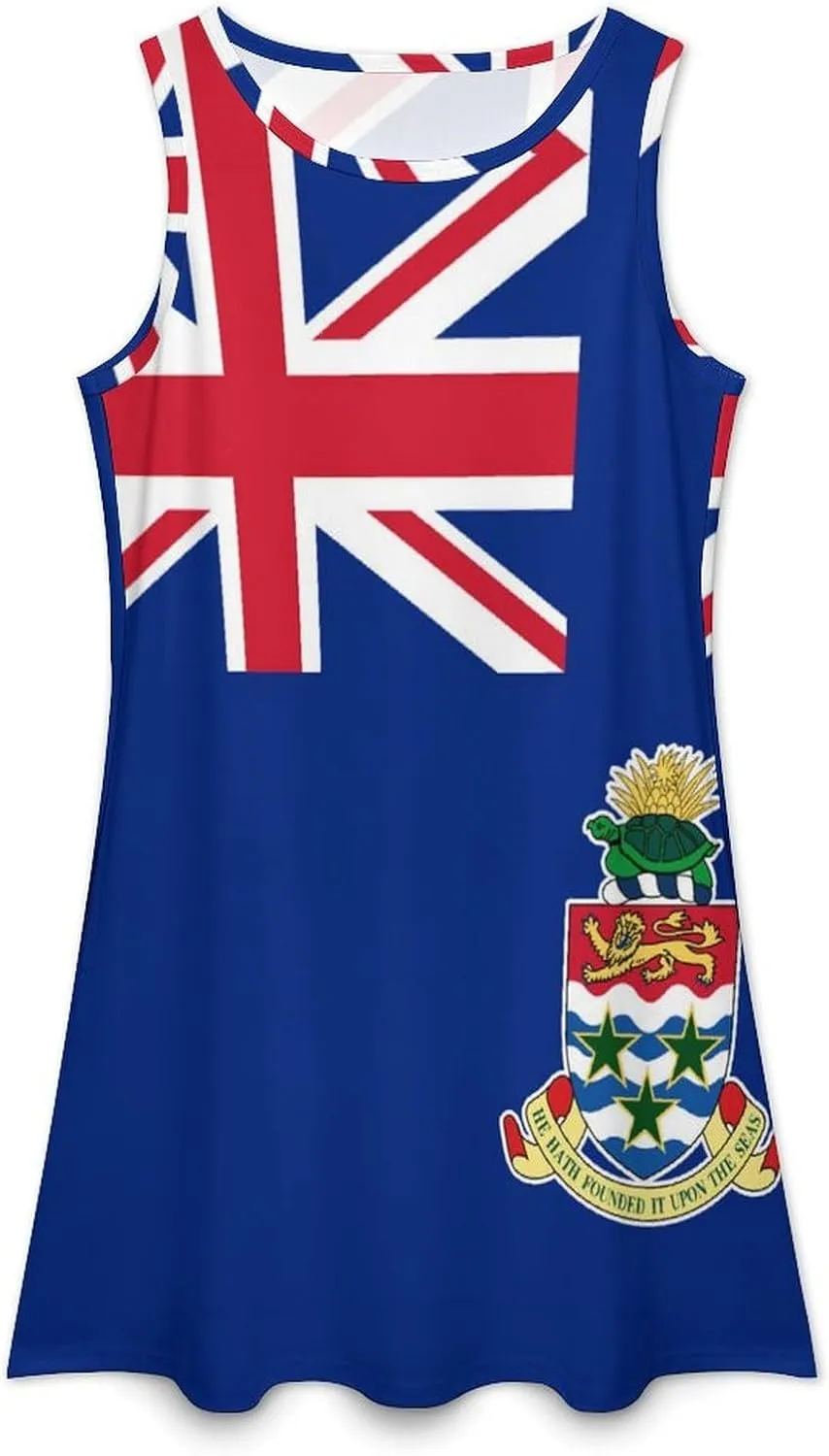 Cayman Islands Flag Women's Summer Dress Sleeveless Casual Loose Beach Vacation Tank Sundress