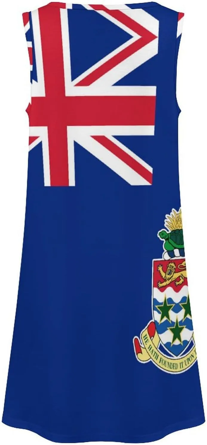 Cayman Islands Flag Women's Summer Dress Sleeveless Casual Loose Beach Vacation Tank Sundress