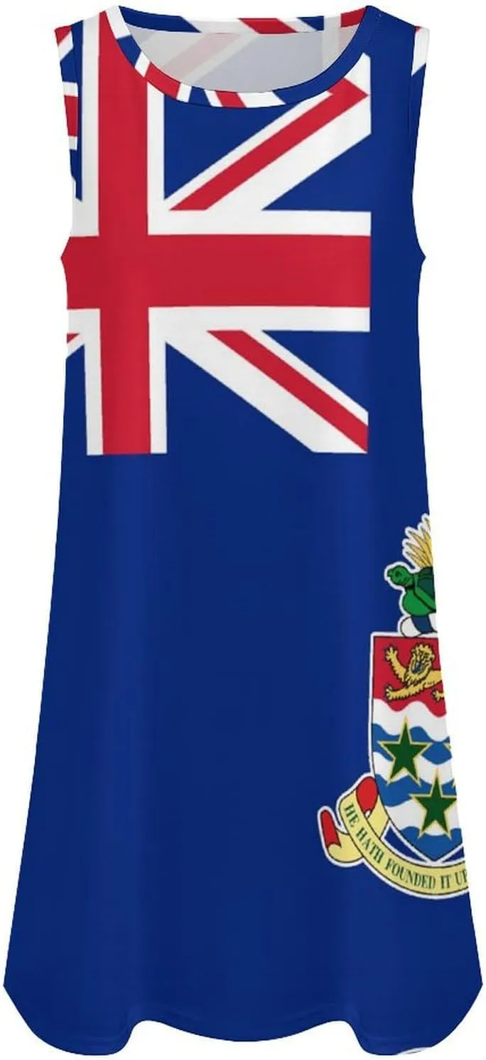 Cayman Islands Flag Women's Summer Dress Sleeveless Casual Loose Beach Vacation Tank Sundress