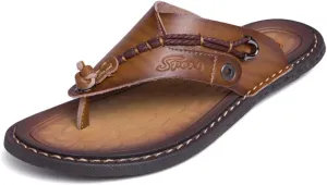 ChicWind Men's Flip Flops Thong Sandals Comfortable Leather Beach Slippers