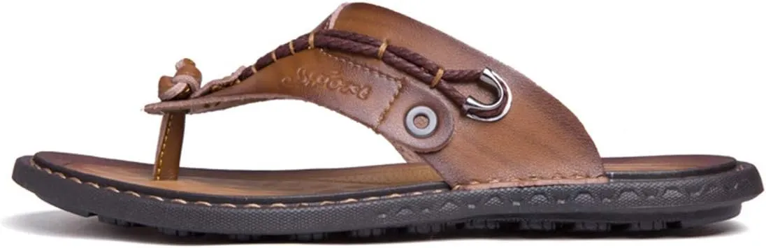 ChicWind Men's Flip Flops Thong Sandals Comfortable Leather Beach Slippers