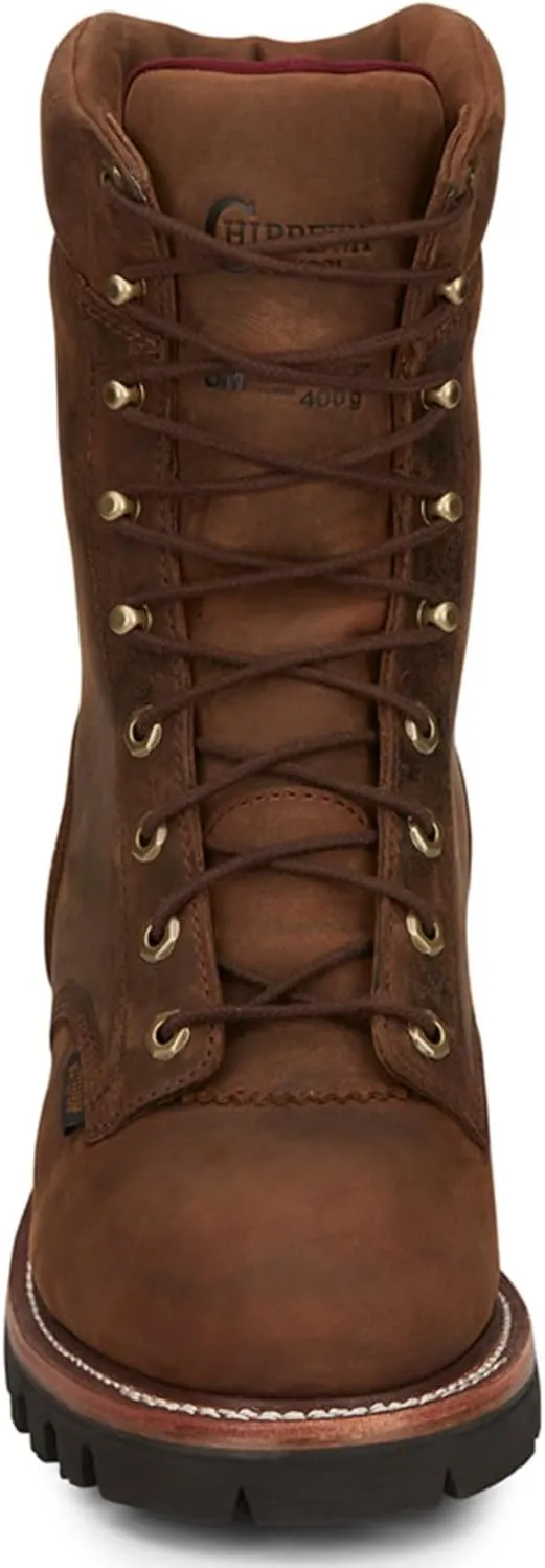 Chippewa Men's 59408 SUPER DNA 9'' WATERPROOF INSULATED LOGGER Boots - Durable Leather Work Footwear, Slip-Resistant Soles, Comfort Fit
