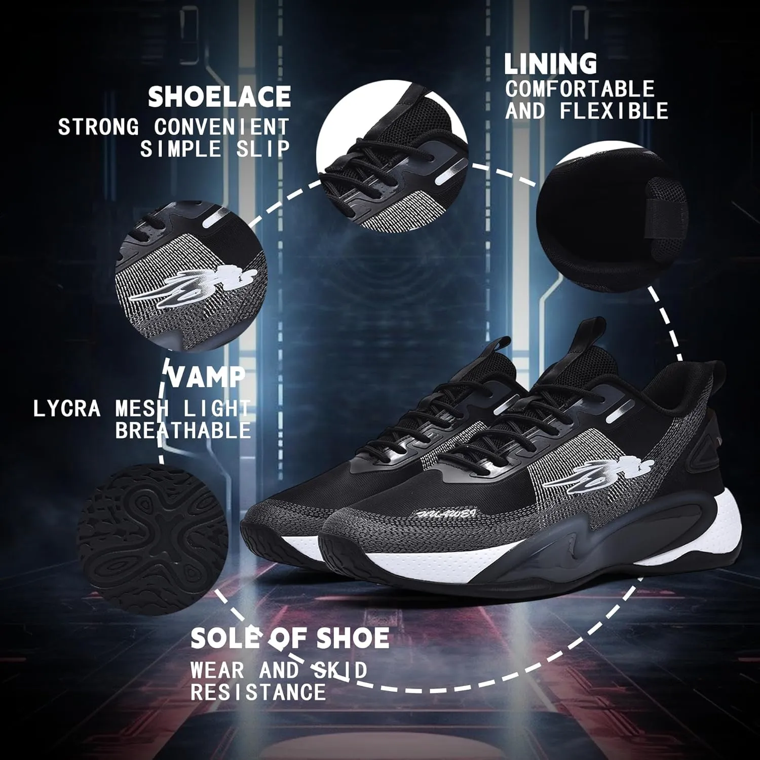 CJSPORX Men Basketball Shoes Non Slip Breathable Outdoor Fashion Sneakers