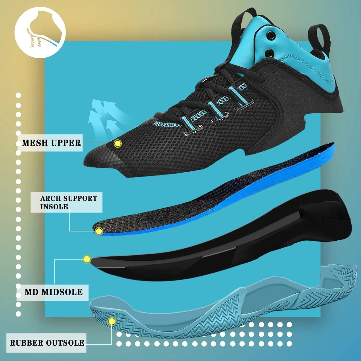 CJSPORX Mens Basketball Shoes Breathable Non Slip Running Fashion Sneakers