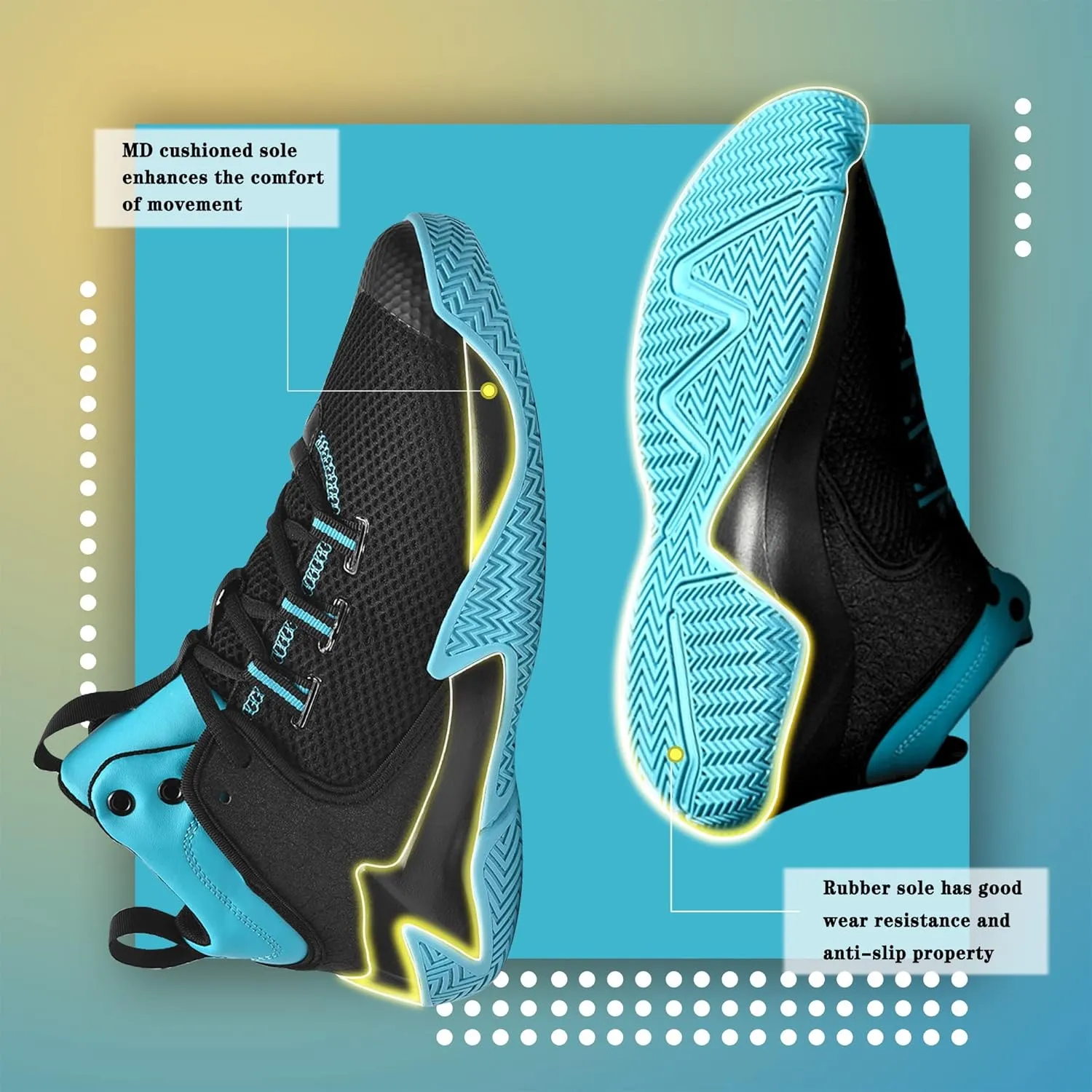 CJSPORX Mens Basketball Shoes Breathable Non Slip Running Fashion Sneakers