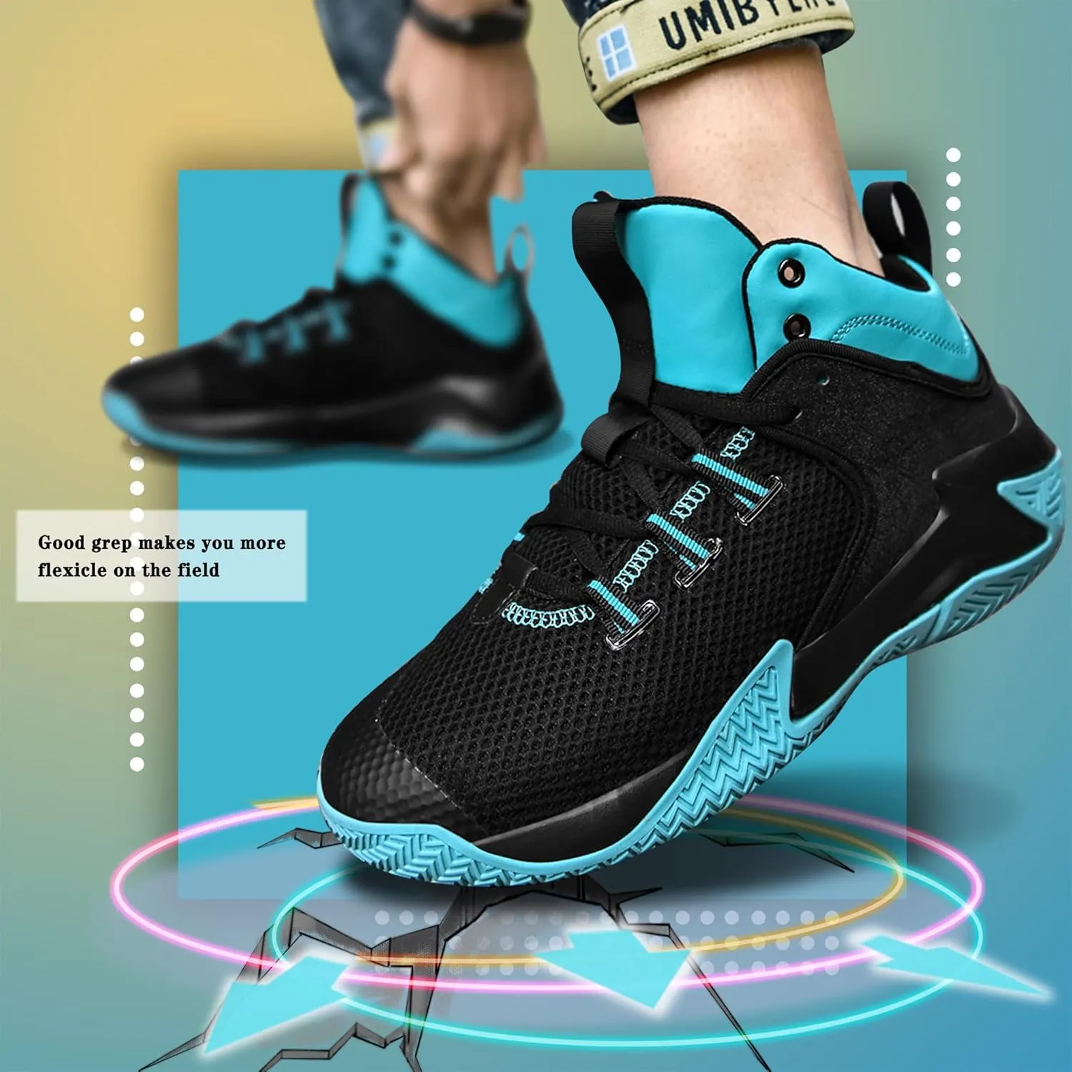 CJSPORX Mens Basketball Shoes Breathable Non Slip Running Fashion Sneakers