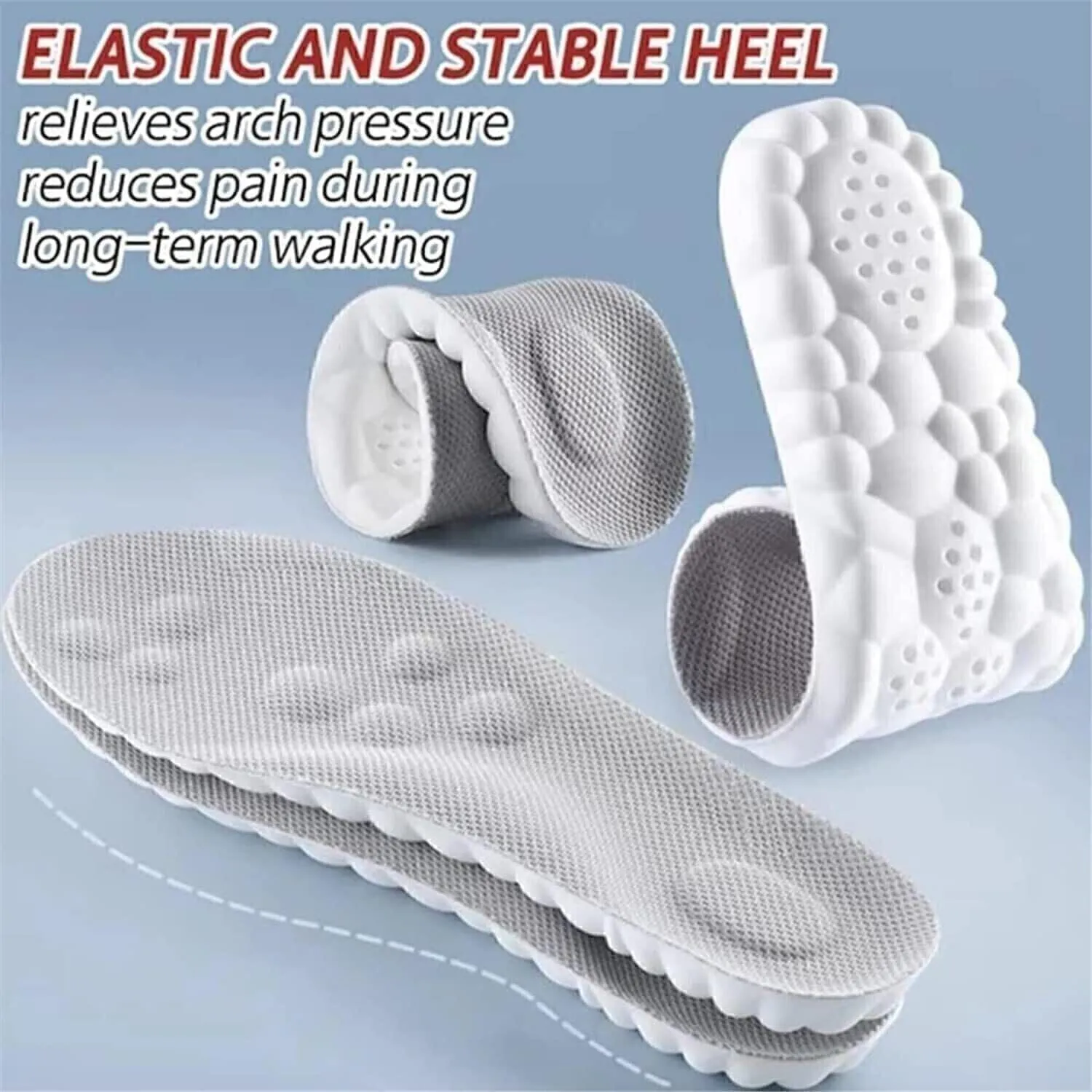 Cloud Step Insoles, 4D Cloud Technology Insole - Super Soft Comfort Insoles, Soft Foot Protection Cloud Feeling Insole, U-Shape Memory Foam Insoles (Black, Men 8-8.5/Women 9.5-10)
