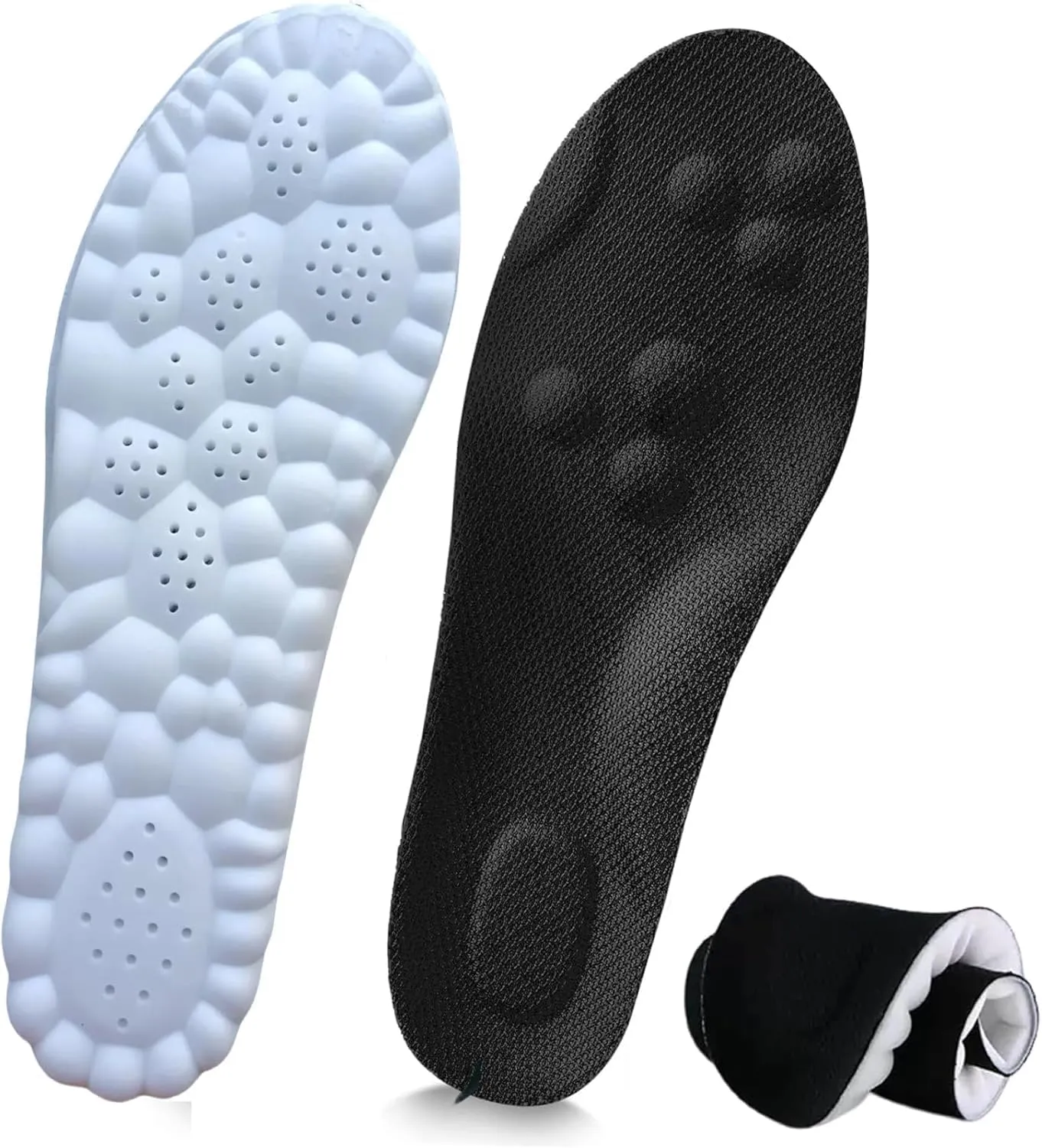 Cloud Step Insoles, 4D Cloud Technology Insole - Super Soft Comfort Insoles, Soft Foot Protection Cloud Feeling Insole, U-Shape Memory Foam Insoles (Black, Men 8-8.5/Women 9.5-10)