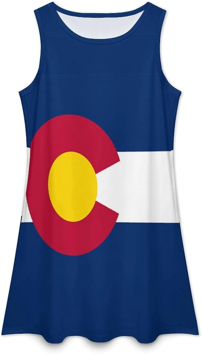 Colorado State Flag Women's Summer Dress Sleeveless Casual Loose Beach Vacation Tank Sundress