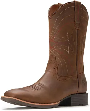 Cowboy Boots For Men - Mens Sport Wide Square Toe Western Boot,Oil/Slip Resistant,Durable Fashionable Classic Pull on 10 Inch Wellington Boots - Leather