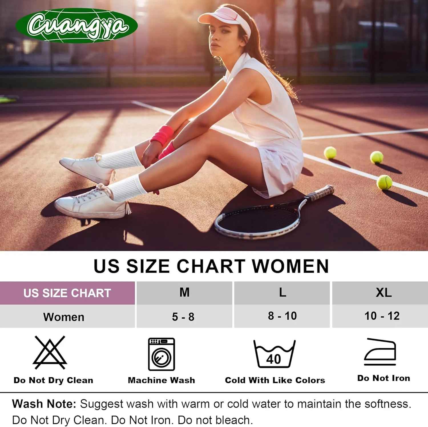 Crew Socks Women Athletic Hiking Running Cushioned Compression Socks 3-5 Pairs