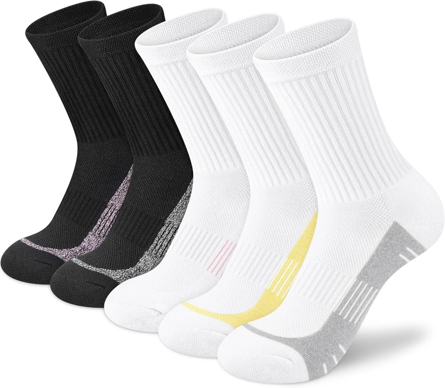 Crew Socks Women Athletic Hiking Running Cushioned Compression Socks 3-5 Pairs