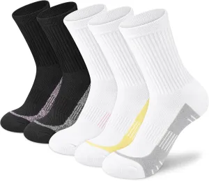 Crew Socks Women Athletic Hiking Running Cushioned Compression Socks 3-5 Pairs