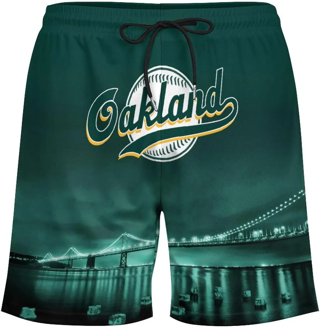 Custom Baseball Shorts for Men Youth City Nightscape 2 in 1 Beach Shorts with Pockets Baseball Sport Pants Fans Gift