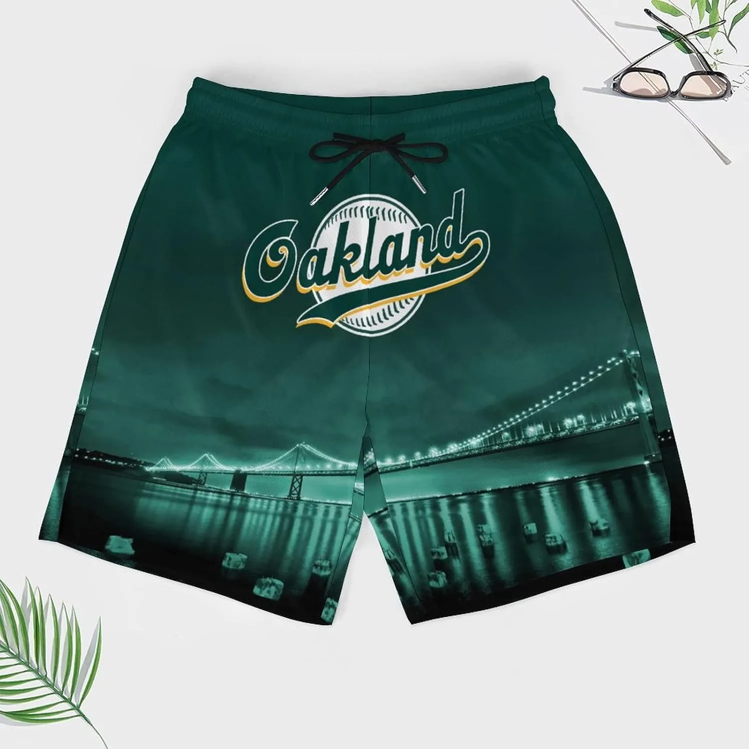 Custom Baseball Shorts for Men Youth City Nightscape 2 in 1 Beach Shorts with Pockets Baseball Sport Pants Fans Gift