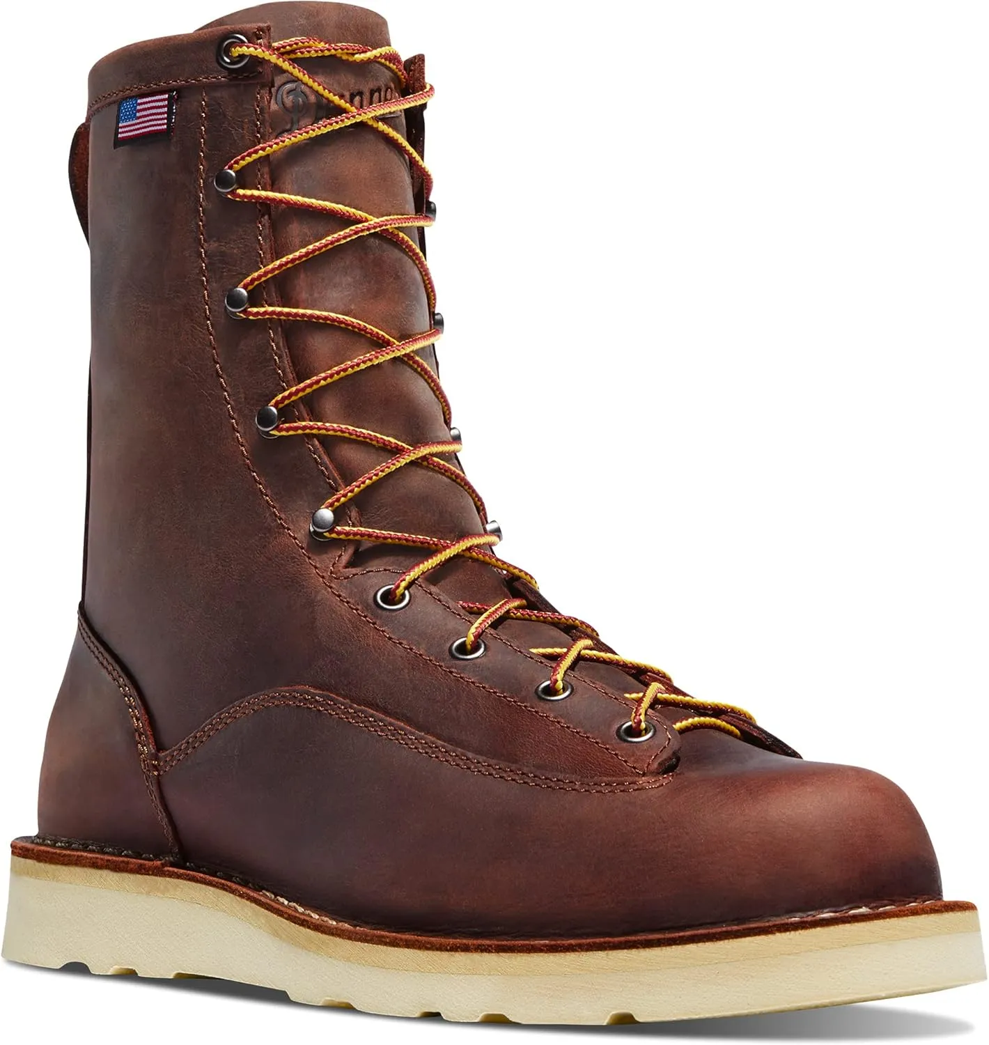 Danner 8” Bull Run Work Boots for Men - Durable, Lightweight Full-Grain Leather with Non Slip Wedge Outsole & 3-Density Cushion Footbed, EH Resistant