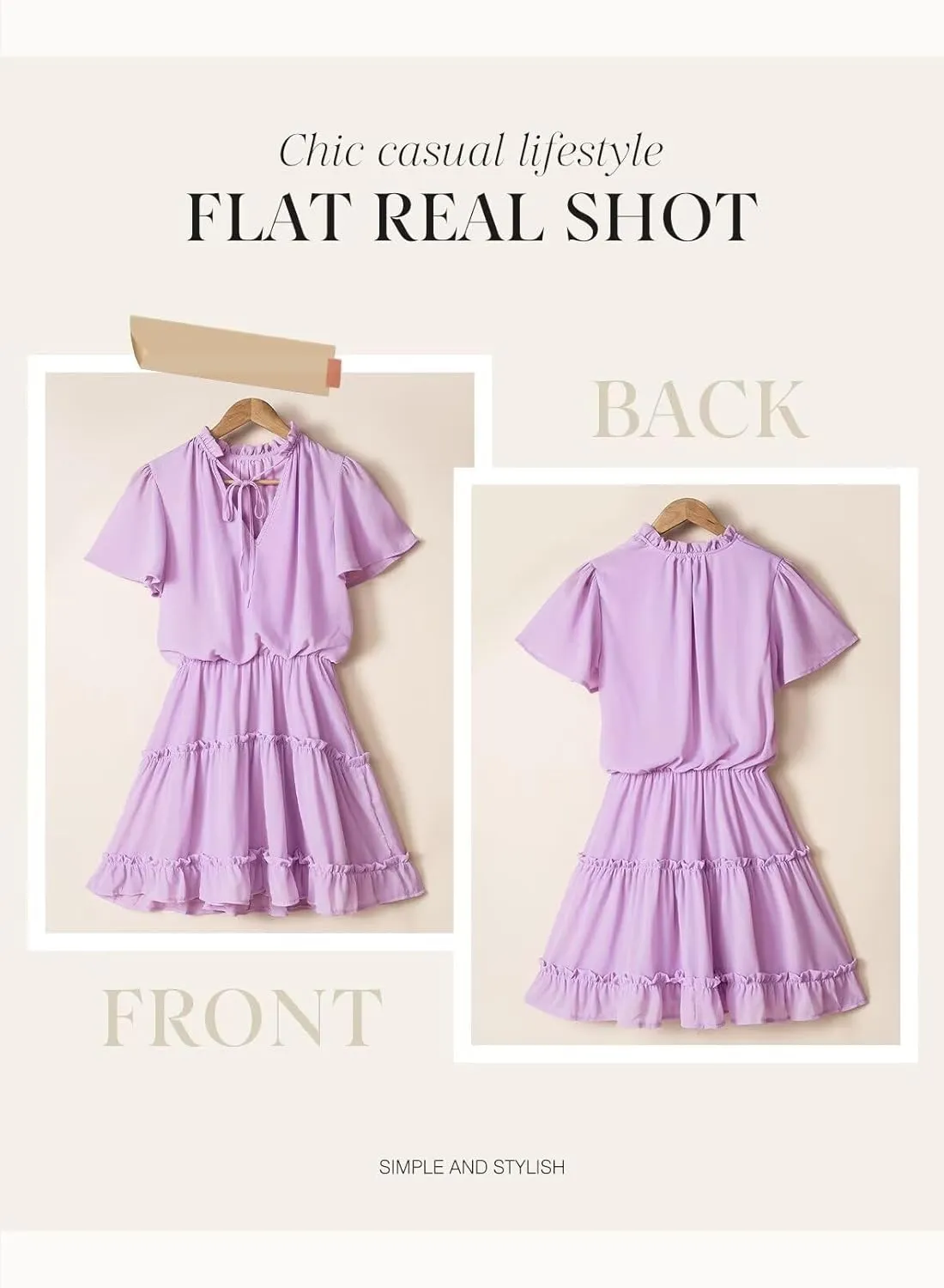 Dokotoo Womens Spring Summer 2025 Short Sleeve Split V Neck Ruffle Chiffon Elegant Mini Short Skirt Dresses