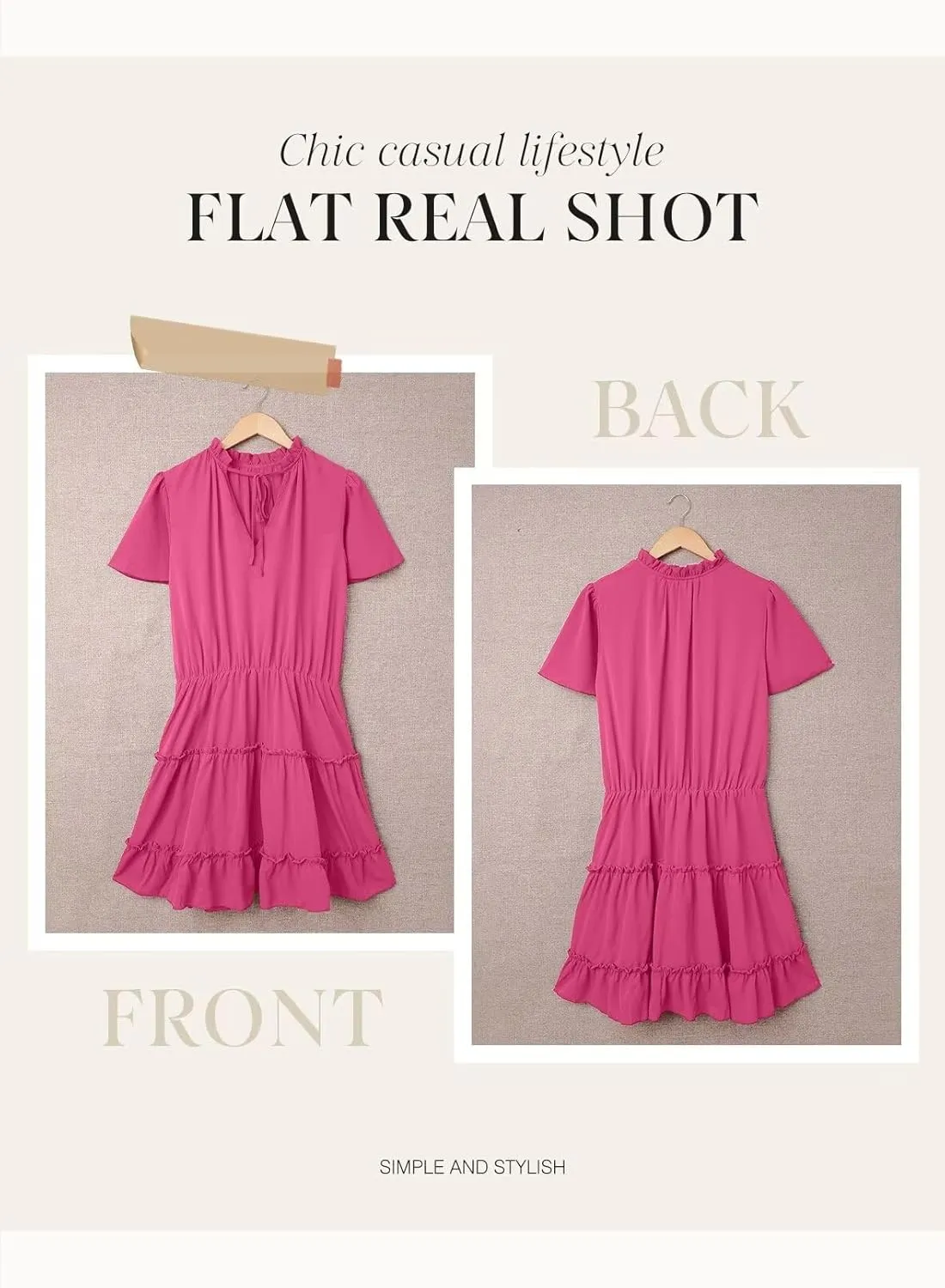 Dokotoo Womens Spring Summer 2025 Short Sleeve Split V Neck Ruffle Chiffon Elegant Mini Short Skirt Dresses
