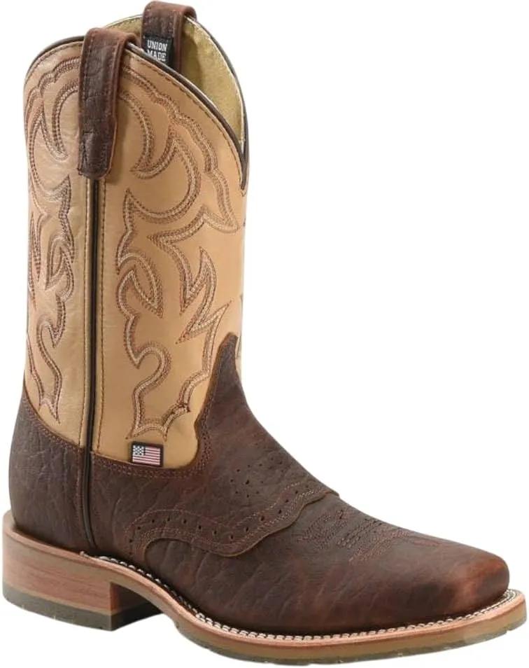 DOUBLE-H 11" Graham Square Toe Western Boots for Men - Bison Leather Foot with Oil- and Slip-Resistant I.C.E. Outsole, EH-Rated and Made in USA