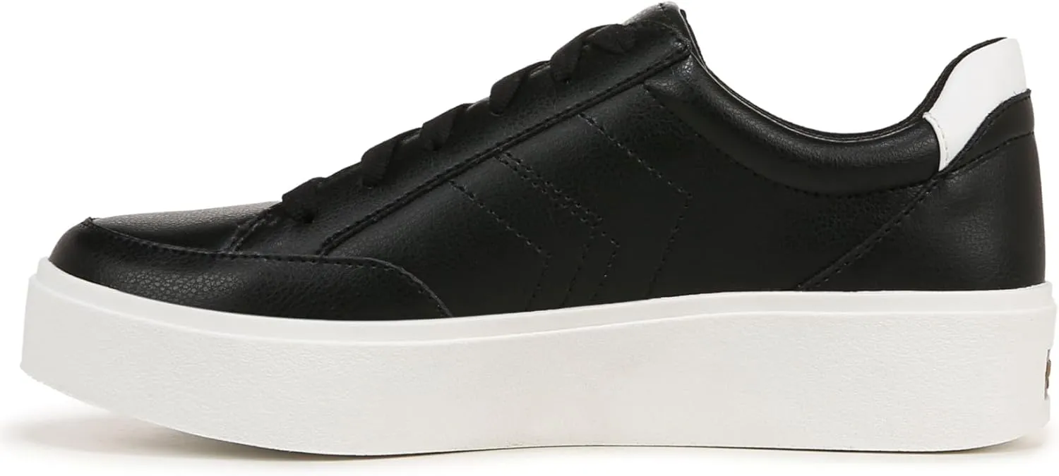 Dr. Scholl's Womens Madison Lace Sneaker Black/White Smooth 8.5 M