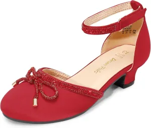 DREAM PAIRS Girls Dress Shoes Closed Toe Low Heels Ankle Strap Pumps for Toddler Little Big Kid Flower Party Wedding Princess