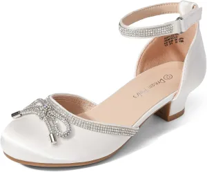 DREAM PAIRS Girls Dress Shoes Closed Toe Low Heels Ankle Strap Pumps for Toddler Little Big Kid Flower Party Wedding Princess