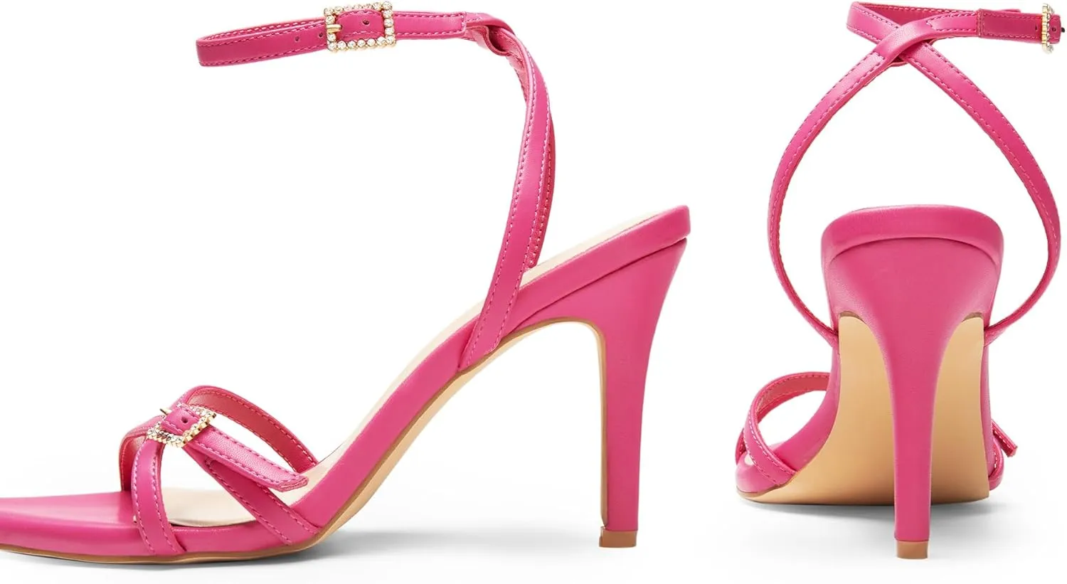 DREAM PAIRS Pointy Toe Heels for Women Stiletto Sexy Strappy Ankle Strap 3.7 inch High Heel Sandals for Party Prom