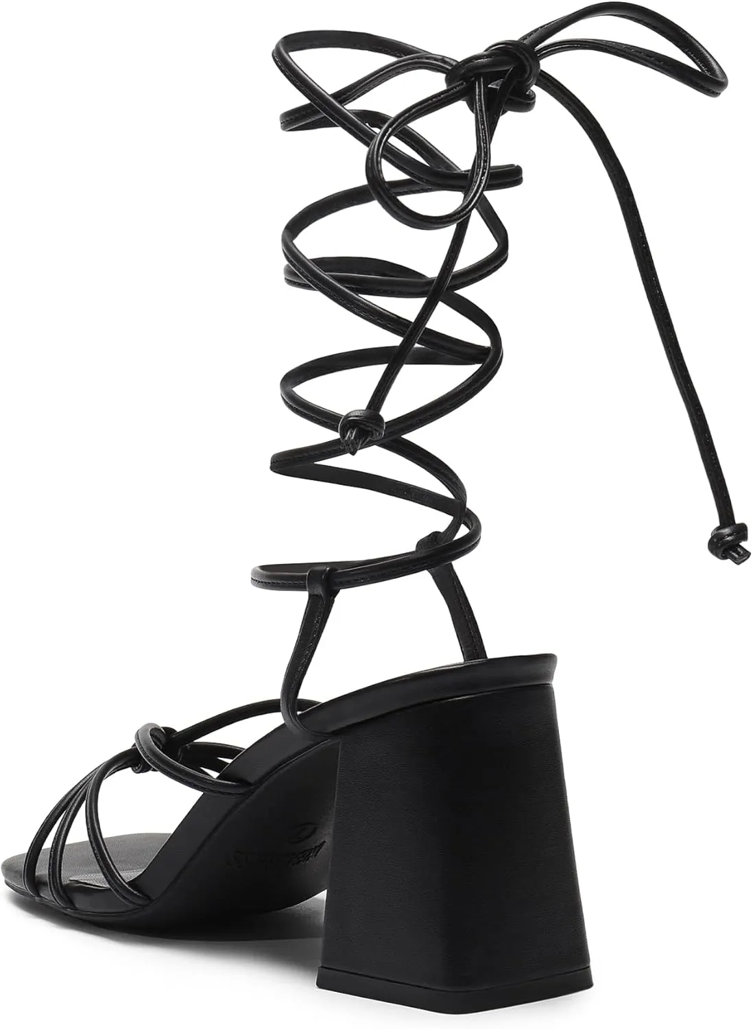 DREAM PAIRS Women's Lace Up Heels Strappy Block High Heel Square Open Toe Chunky Sandals for Party Travel Date