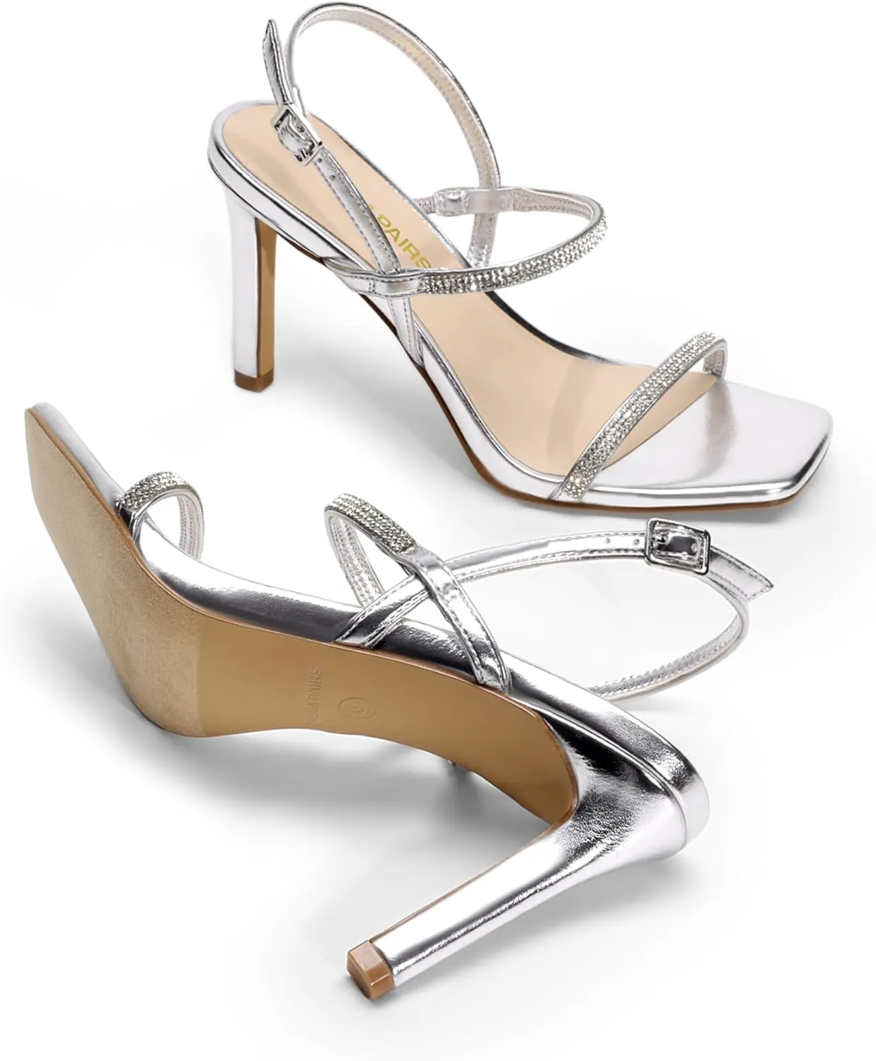 DREAM PAIRS Women’s Slingback Heels High Stilettos Open Square Toe Ankle Strap Pumps Sexy Comfort Strappy Dress Shoes Wedding Bridal Heeled Sandals
