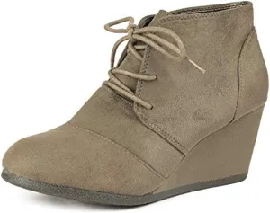 DREAM PAIRS Women's Wedge Boots Casual Fashion Lace Up Low Heel Ankle Booties Shoes