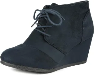 DREAM PAIRS Women's Wedge Boots Casual Fashion Lace Up Low Heel Ankle Booties Shoes