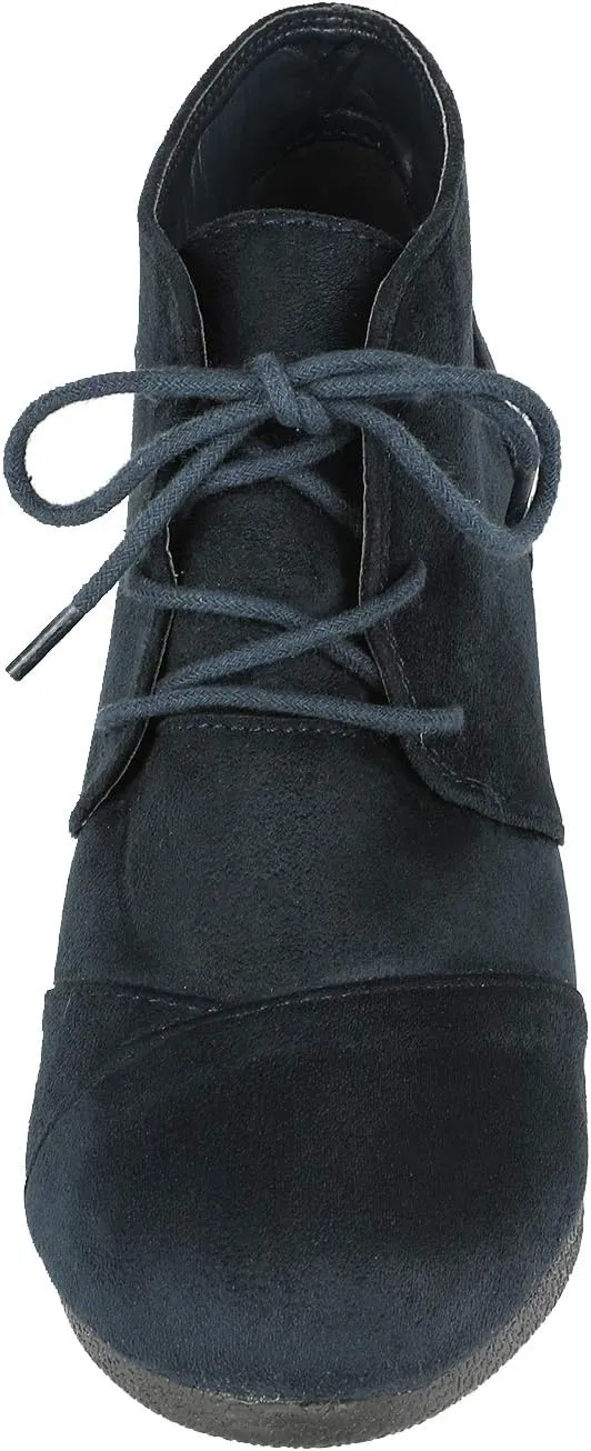 DREAM PAIRS Women's Wedge Boots Casual Fashion Lace Up Low Heel Ankle Booties Shoes