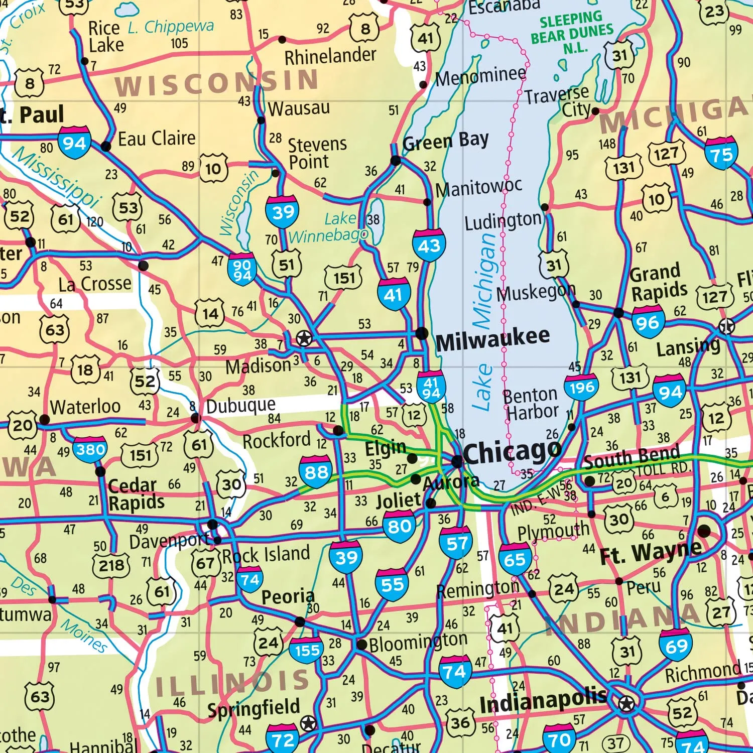 Easy to Fold! United States Interstate Map