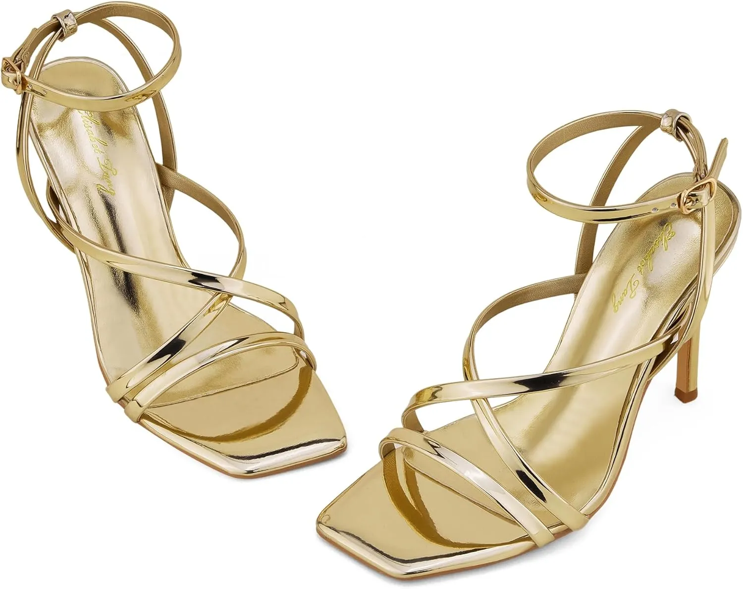 Elisabet Tang Fashion Women's Open Toe High Heel Sandals Strappy Ankle Strap Stiletto 4.33 Inch Heels Sexy Designs for Weddings and Parties