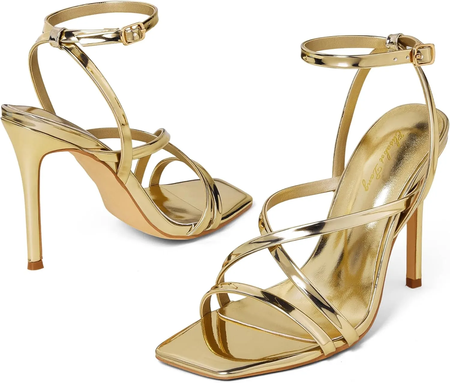 Elisabet Tang Fashion Women's Open Toe High Heel Sandals Strappy Ankle Strap Stiletto 4.33 Inch Heels Sexy Designs for Weddings and Parties