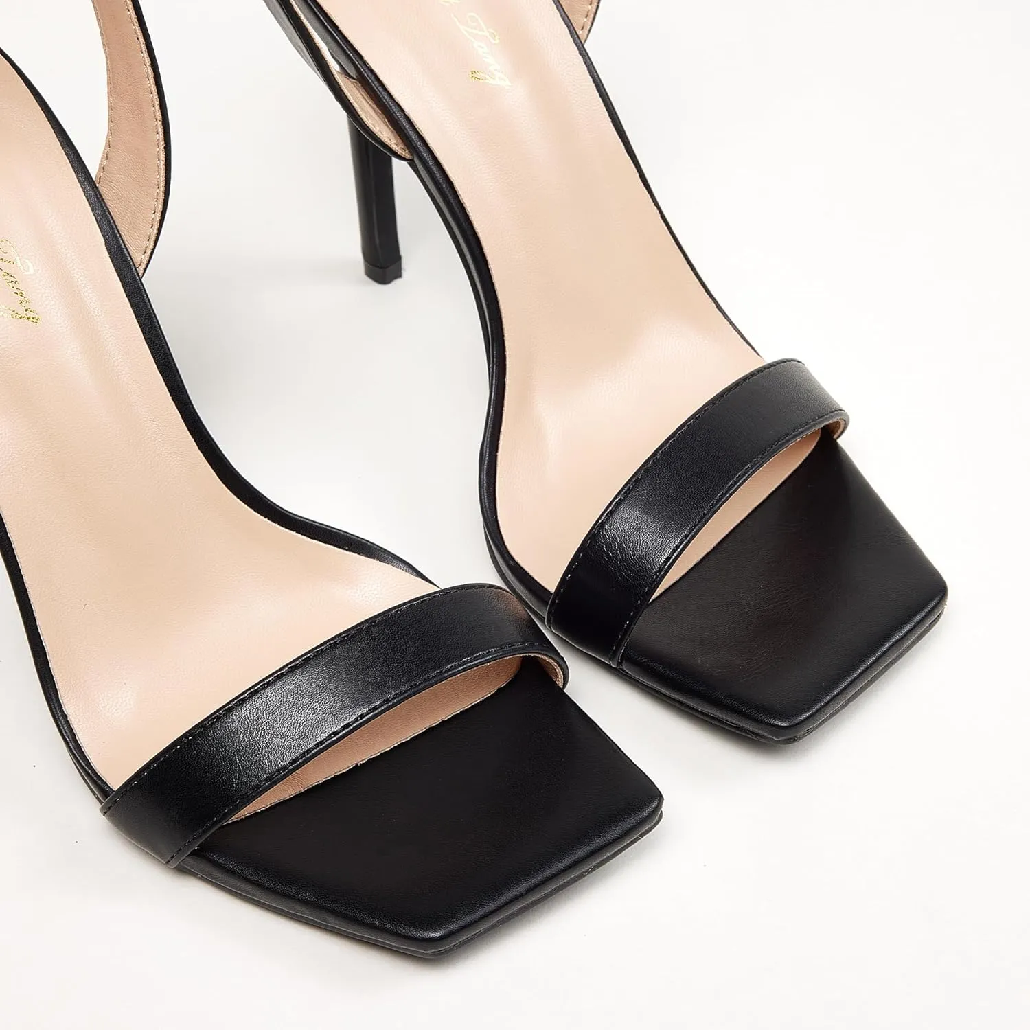 Elisabet Tang Women's Stiletto Heels Ankle Strap Open Square Toe Heeled Sandals Sexy Comfort Strappy Dress High Heel Shoes Lace Up Wedding Party Sandals Shoes