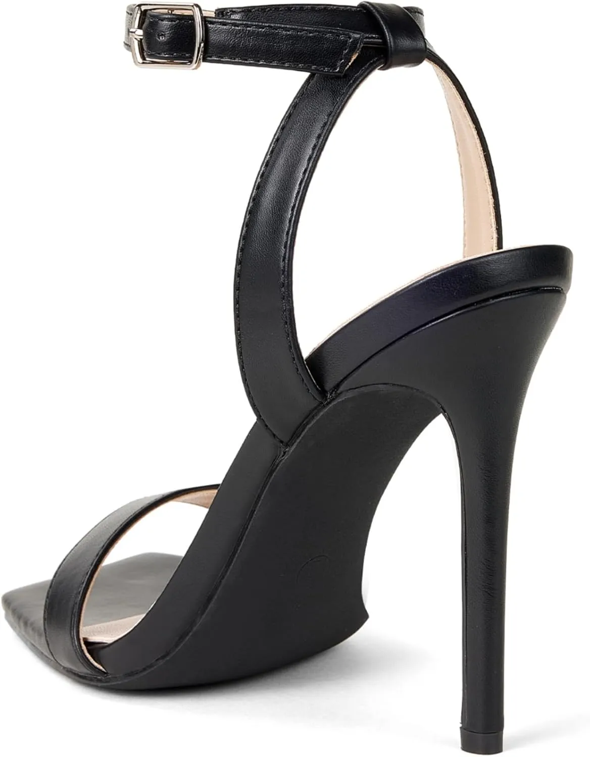Elisabet Tang Women's Stiletto Heels Ankle Strap Open Square Toe Heeled Sandals Sexy Comfort Strappy Dress High Heel Shoes Lace Up Wedding Party Sandals Shoes